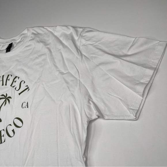 Poshmark Poshfest San Diego Tee Tshirt White Olive Green Lettering Swag 3X New - Picture 5 of 12